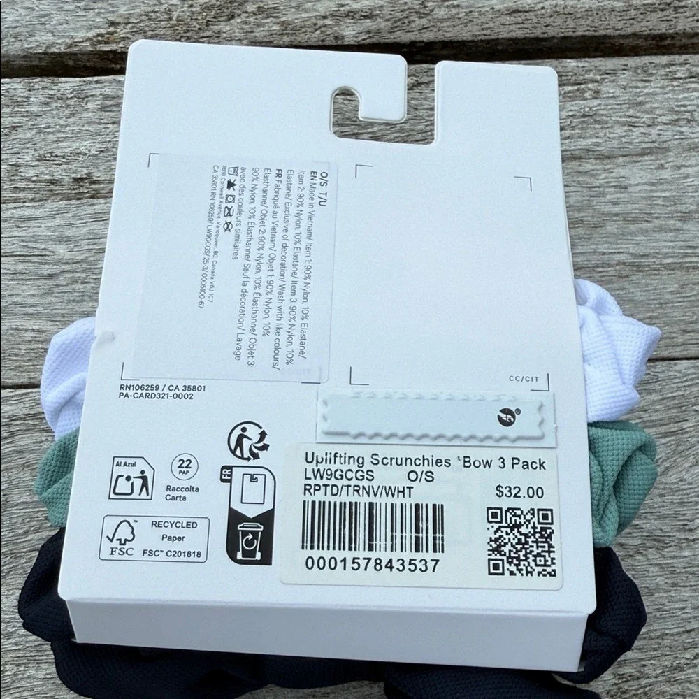 Lululemon Uplifting Bow Scrunchie 3 Pack White • Rip Tide • True Navy NWT‎